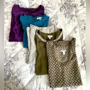 Bundle 5 tops: Pixley, Monteau, Royal Project (silk),The Limited, Old Navy All M